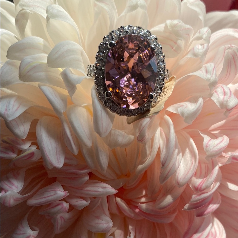 Stunning Silver Ring with Pink Stone!  NWT!   Size 8.